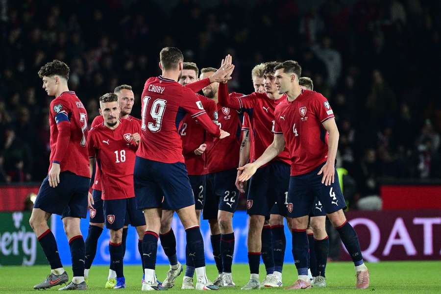 Český tým slaví postup na MS. Český tým slaví postup na MS.