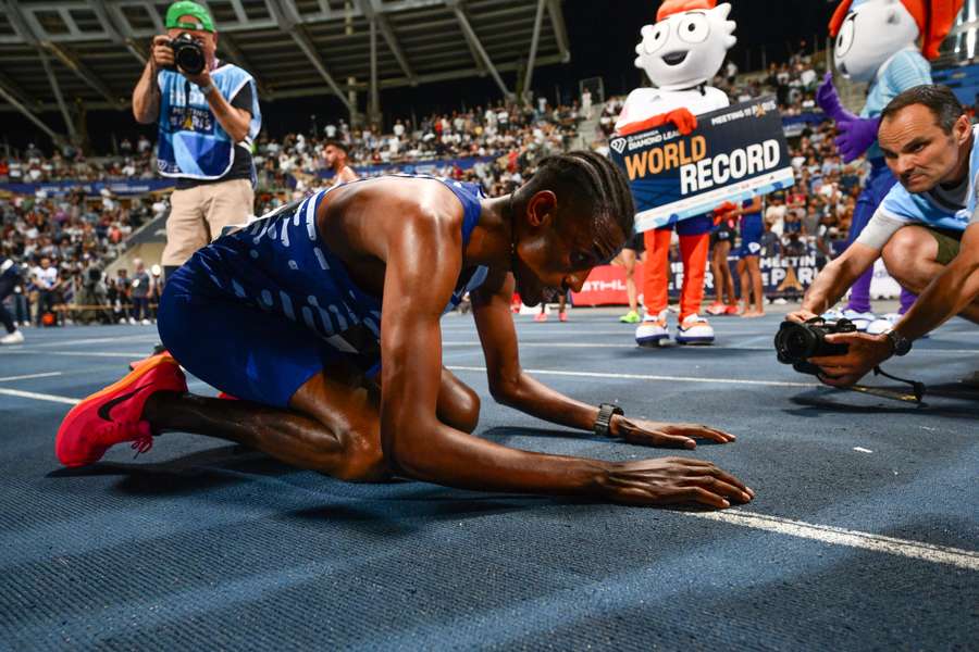 Lamecha Girma catches his breath after breaking the world record