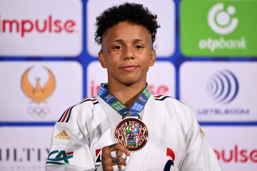 Amandine Buchard aujourd'hui sur le podium à Tachkent. 