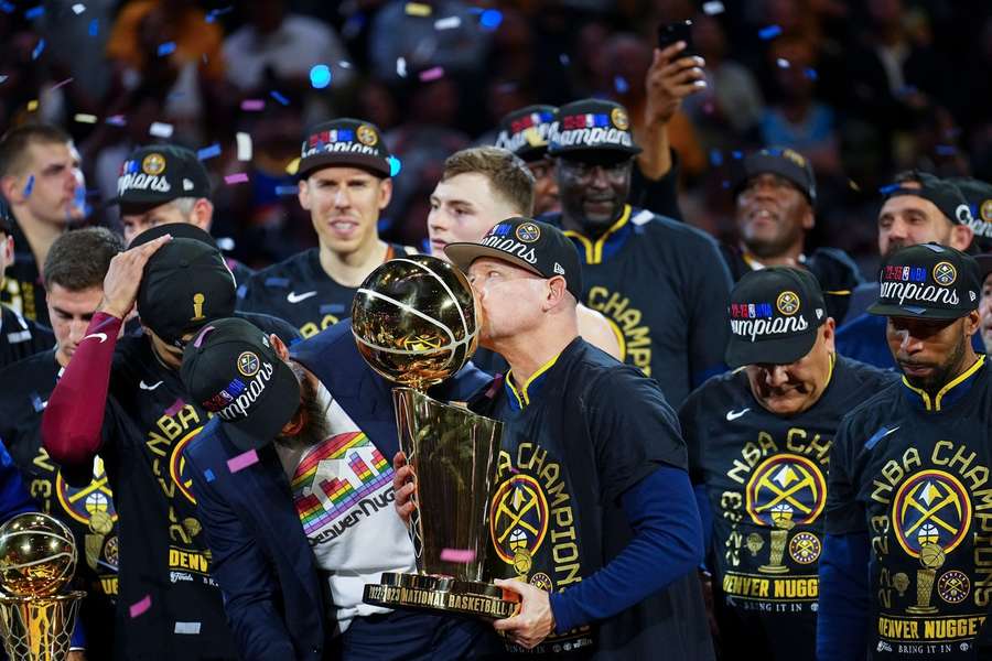 Michael Malone celebrates Denver's NBA triumph