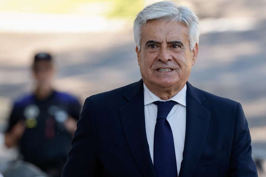 Presidential candidate and current President of the Royal Spanish Football Federation Pedro Rocha arrives to appear at a court in Majadahonda
