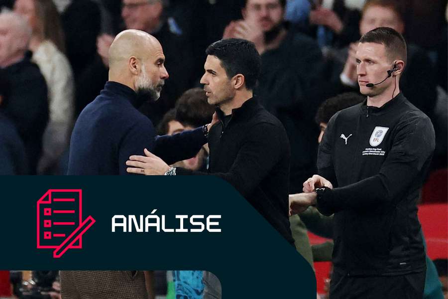 Arteta e Guardiola cumprimentam-se