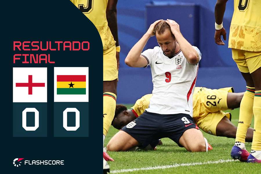 Kane, frente a Thomas Partey, não conseguiu ser decisivo para a Inglaterra