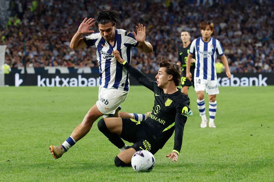 Aramburu, durante el partido que la Real jugó ante el Atlético Aramburu, durante el partido que la Real jugó ante el Atlético