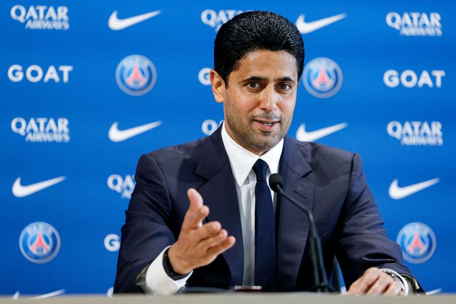 Nasser Al-Khelaifi durante una rueda de prensa