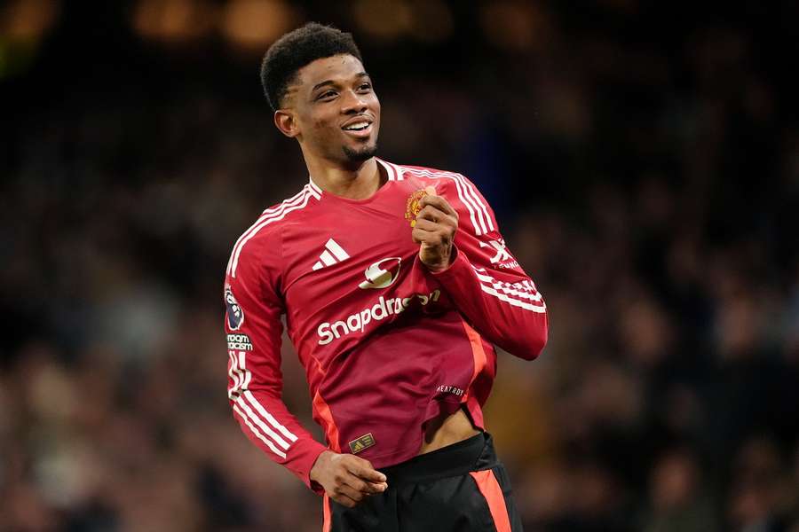 Amad Diallo celebrates scoring the winner for United