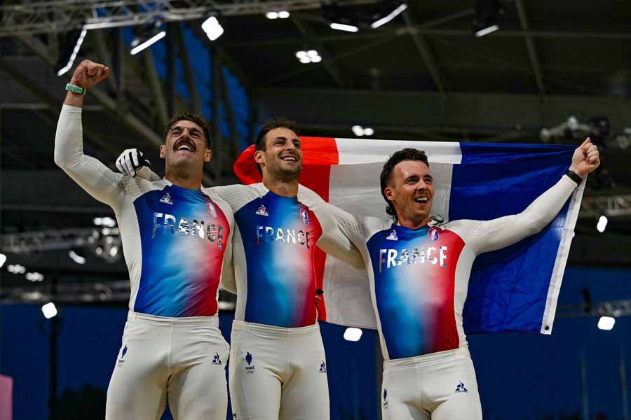 Joris Daudet, Sylvain André e Romain Mahie no pleno francês no BMX