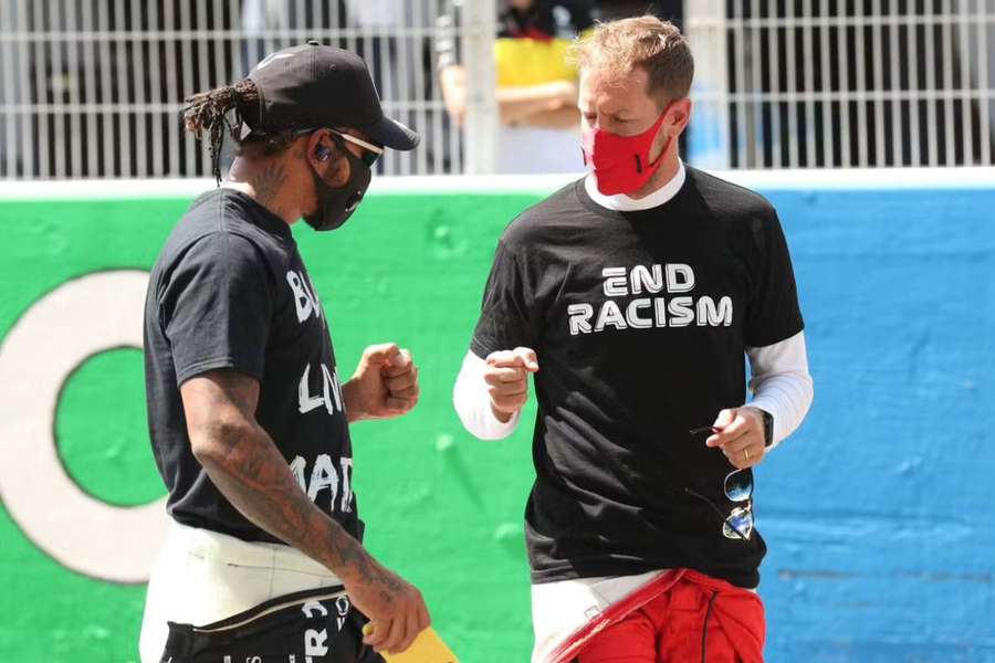 Lewis Hamilton (L) and Sebastian Vettel (R) often used their statuses to share important messages