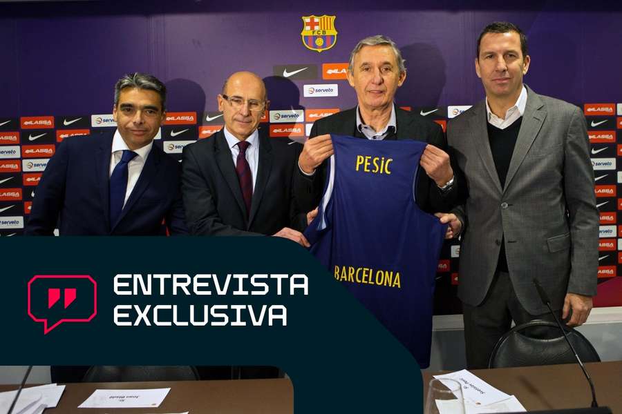 Nacho Rodríguez, durante su etapa como manager general del Barcelona, en la presentación de Pesic como entrenador