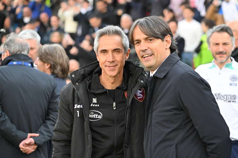 Paulo Sousa com Simone Inzaghi, treinador do Inter Milão