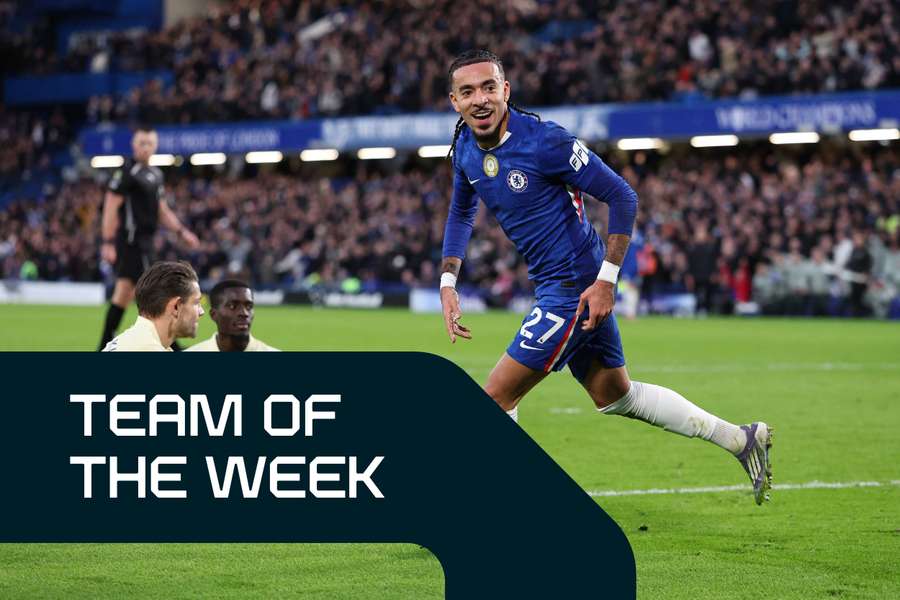 Malo Gusto celebrates scoring for Chelsea Malo Gusto celebrates scoring for Chelsea