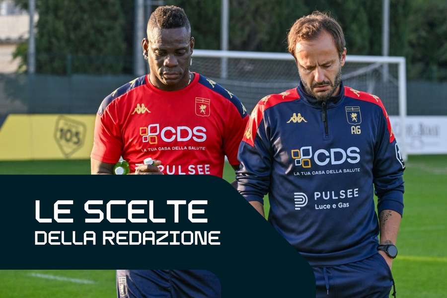 Mario Balotelli e Alberto Gilardino durante un allenamento