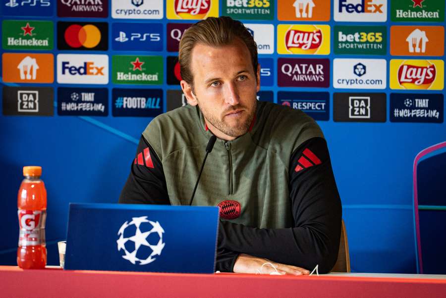 Harry Kane face à la presse ce mardi.