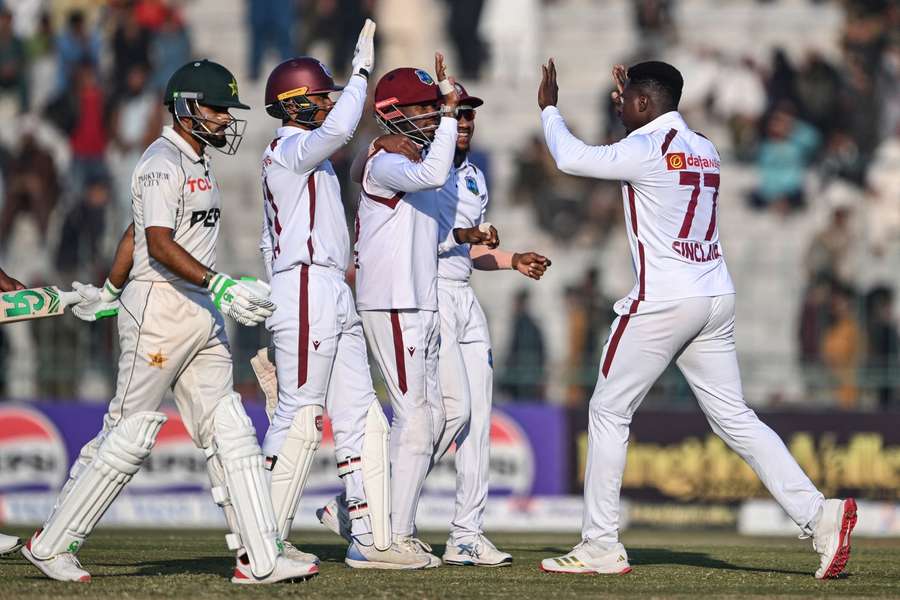 West Indies players celebrate