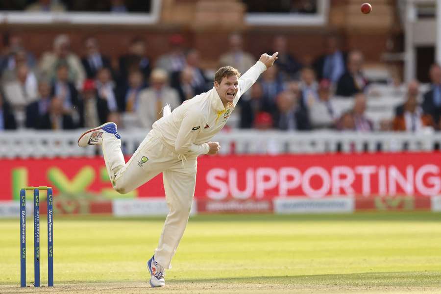 Steve Smith came on to bowl late on day two of the second Test