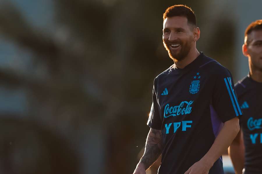 Messi tijdens een trainingssessie van het Argentijnse nationale elftal op 15 november