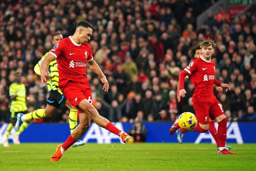 Trent Alexander-Arnold in action against Arsenal