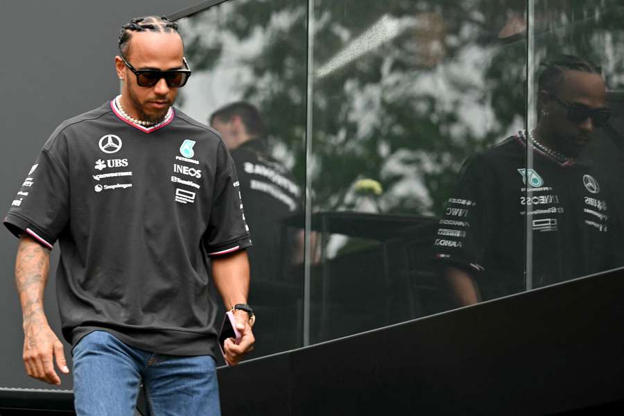 Mercedes' Lewis Hamilton arrives ahead of the Emilia Romagna Grand Prix