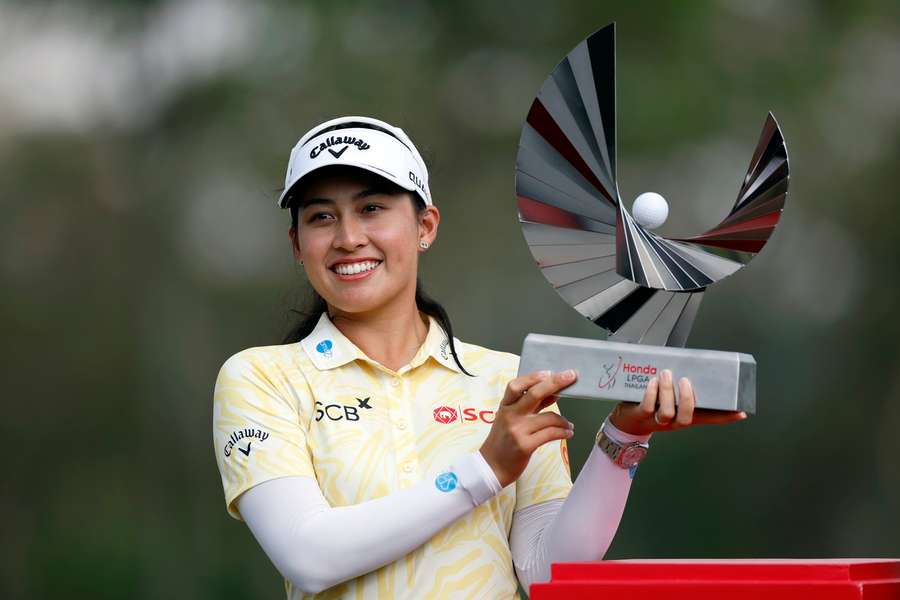 Thitikul poses with the trophy after winning LPGA Thailand Thitikul poses with the trophy after winning LPGA Thailand