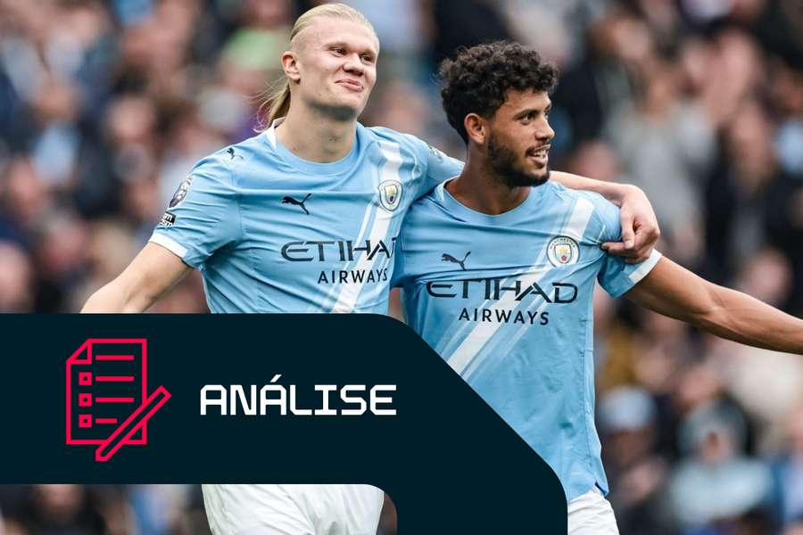 Erling Haaland celebra mais um golo pelo Manchester City
