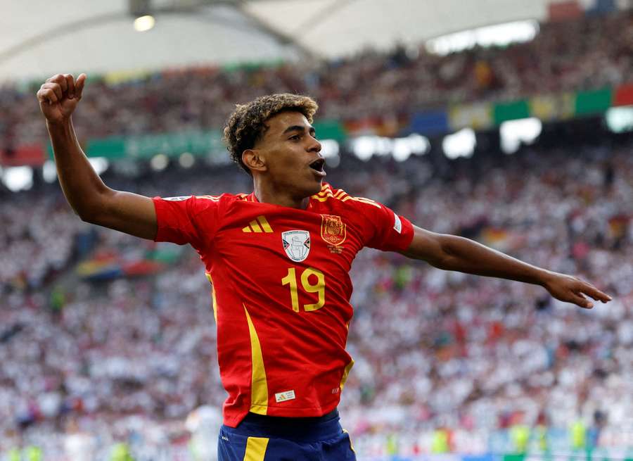 Lamine Yamal in action for Spain Lamine Yamal in action for Spain