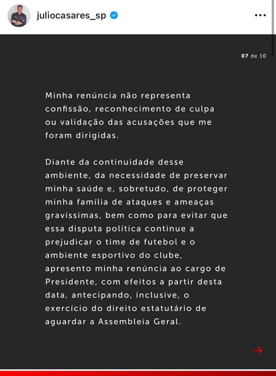 Renúncia de Júlio Casares