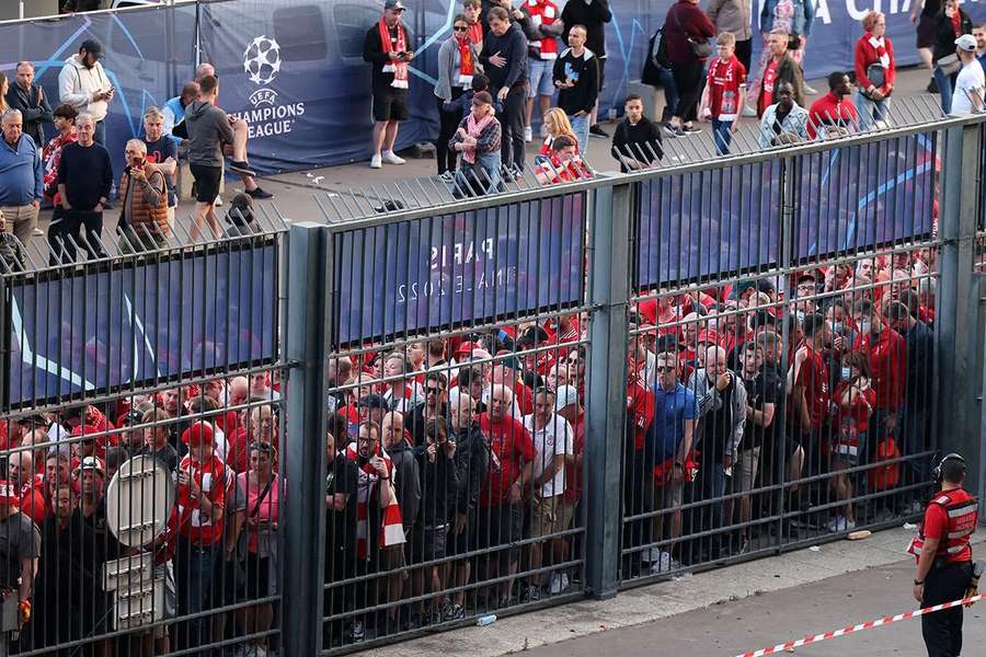 Des supporters de Liverpool entassés à l'entrée du Stade de France lors de la finale de la Ligue des champions, le 28 mai dernier.