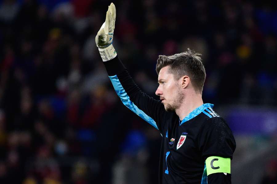 Wayne Henessey waving to the Welsh supporters 