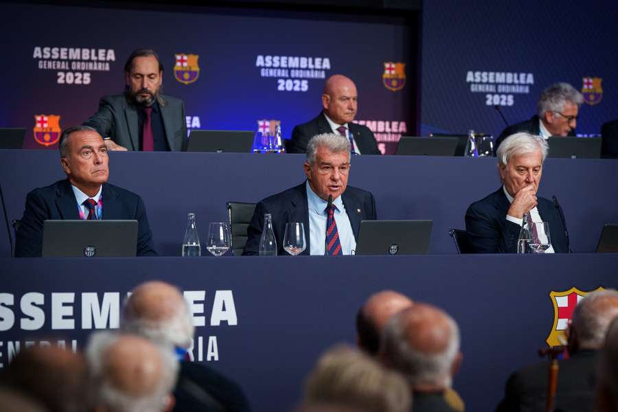 Laporta, durante la Asamblea General Ordinaria del Barcelona