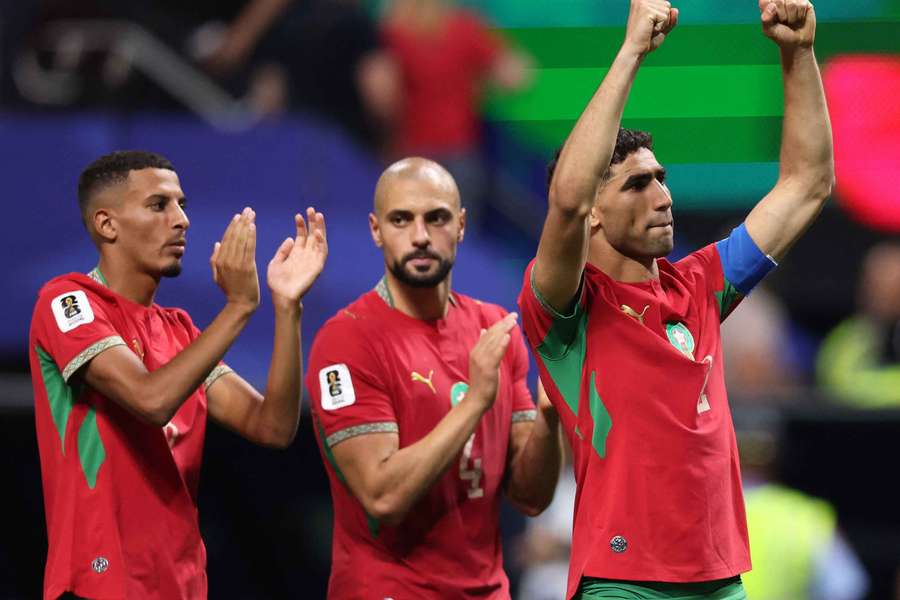 Le Maroc, célébrant sa qualification.