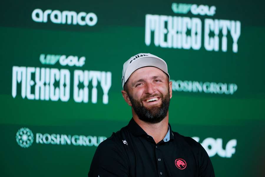 Jon Rahm speaks to the media after winning LIV Golf Mexico City