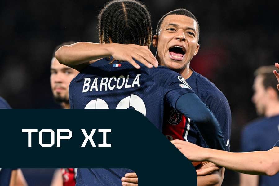 Barcola i Mbappé świętują gola przeciwko Realowi Sociedad.