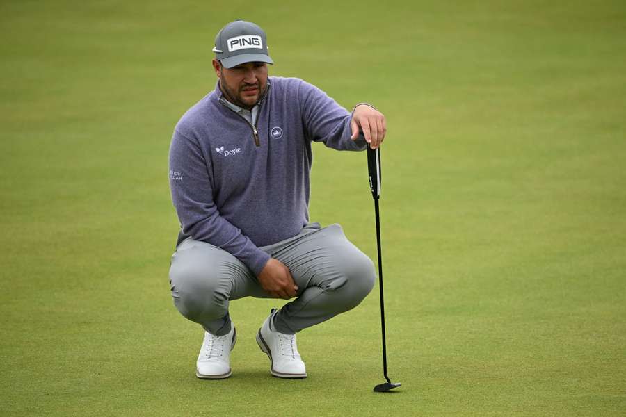 Thriston Lawrence lines up a putt on the fifth green during his final round of the British Open