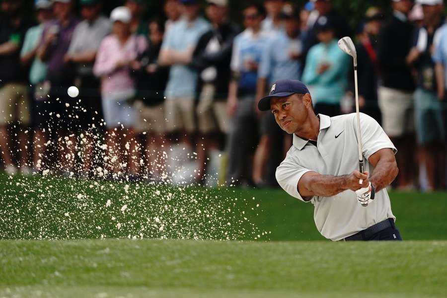 Tiger Woods playing a practice round at Augusta