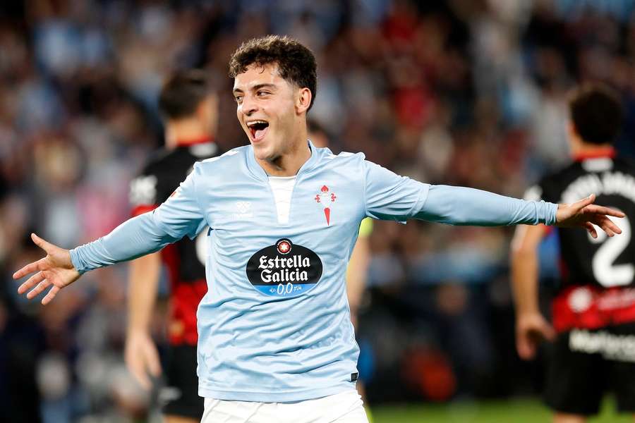 Celta Vigo's Hugo Alvarez celebrates after scoring against Mallorca