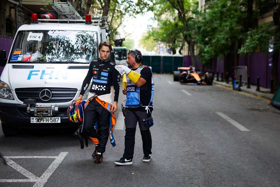 Oscar Piastri after crashing his McLaren