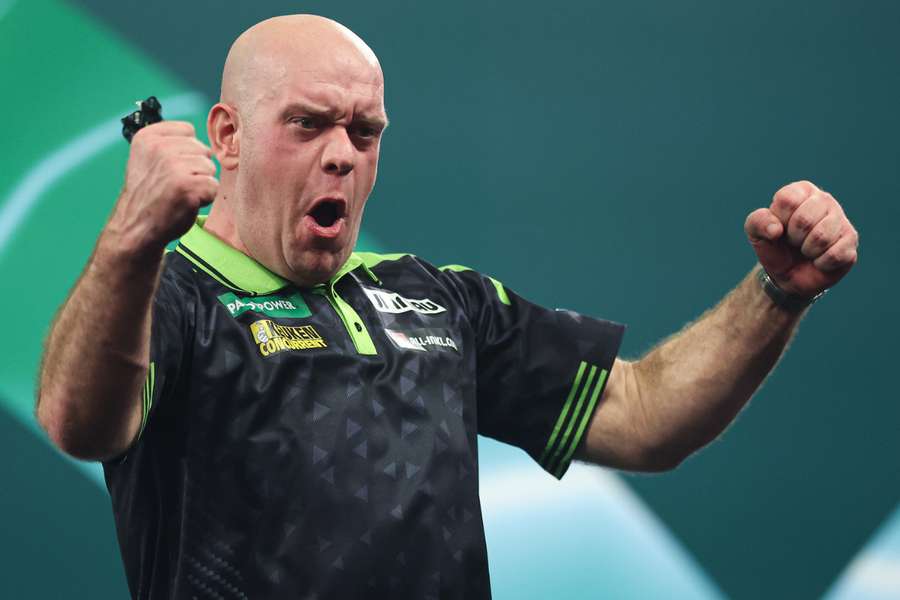 Michal van Gerwen celebrates his win in the second round