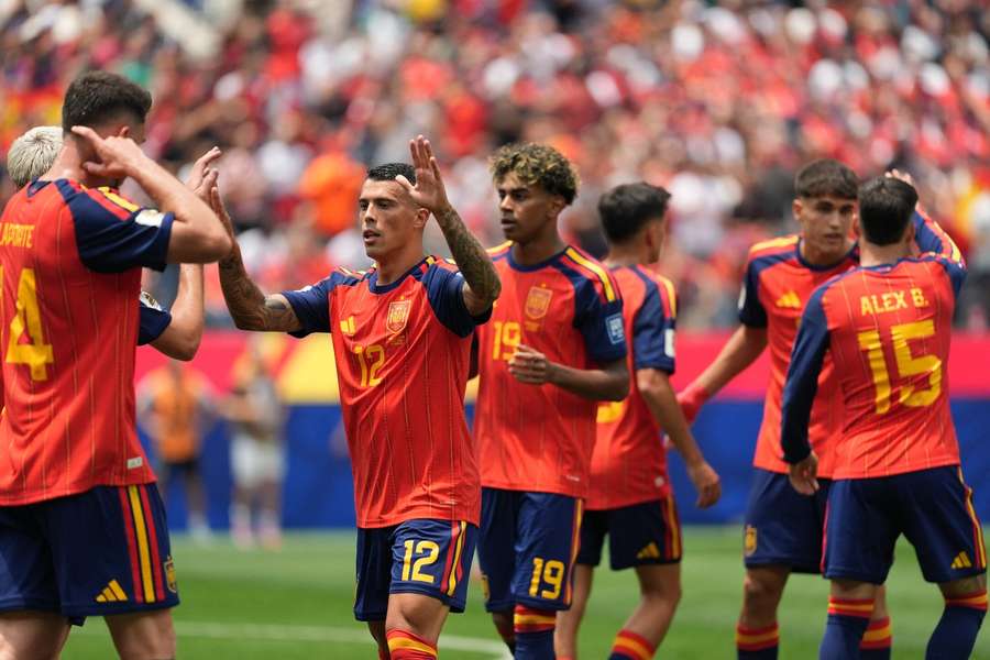Spain celebrates win over Austria at 2026 World Cup Spain celebrates win over Austria at 2026 World Cup