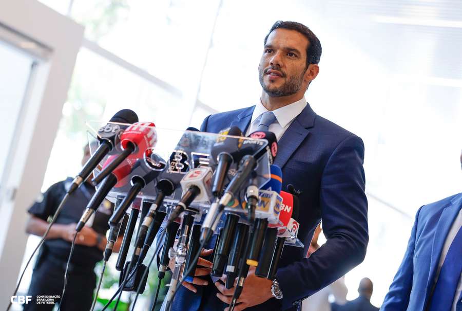 Samir Xaud, presidente da CBF, em entrevista coletiva