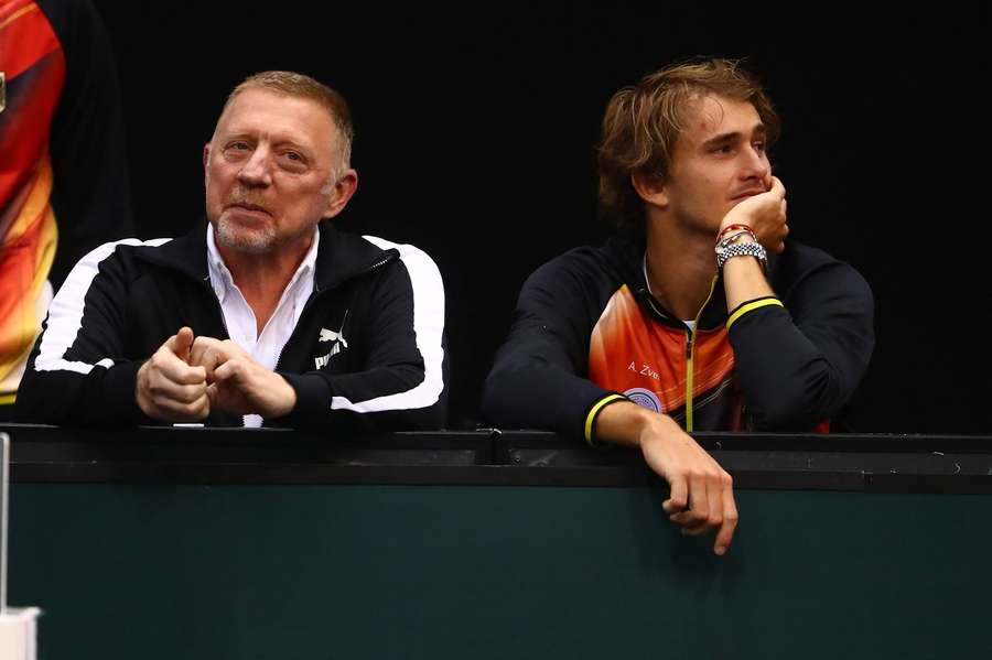 Becker (l.) und Zverev (r.) beim Davis Cup 2023