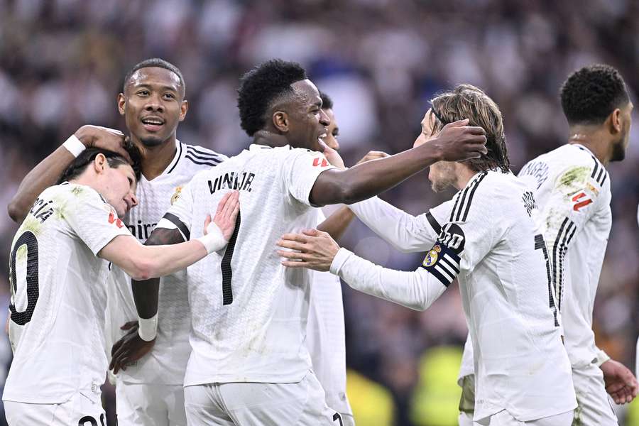 Vinicius Junior esulta per il gol segnato al Rayo Vallecano