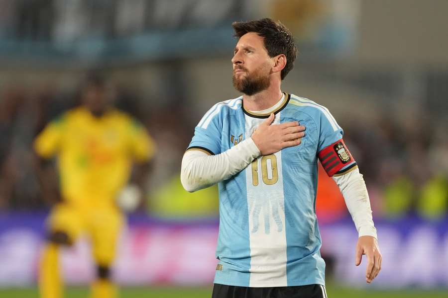 Messi celebrates goal in final game with Argentina Messi celebrates goal in final game with Argentina