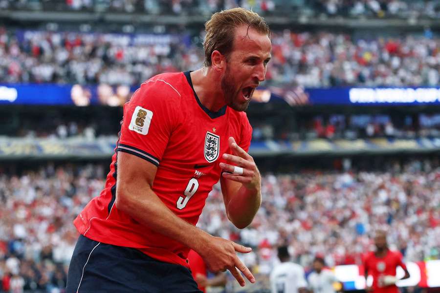 Harry Kane celebrates his goal against Panama on Saturday