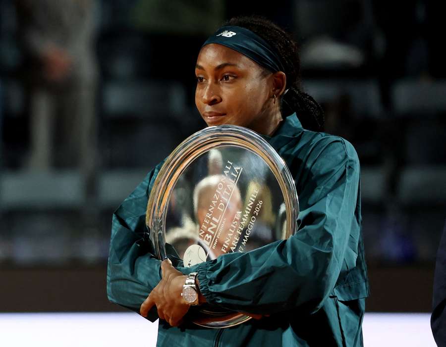 Gauff with her runner-up trophy Gauff with her runner-up trophy