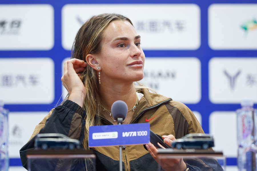 Aryna Sabalenka during a press conference ahead of the Wuhan Open