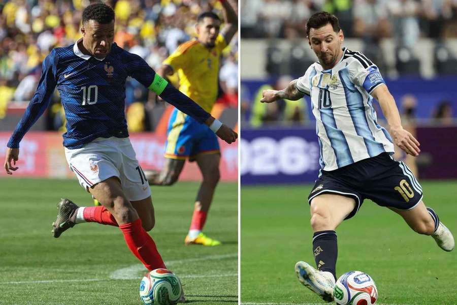 Messi (r.) braucht drei Tore, um Mbappé noch zu überholen