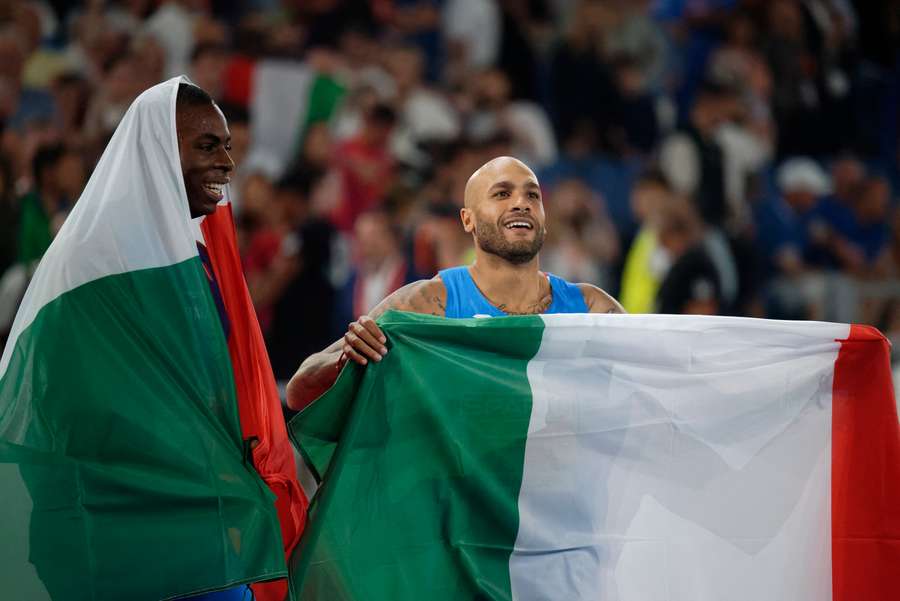 Marcel Jacobs e Chituru Ali celebrano la doppietta azzurra nei 100 metri