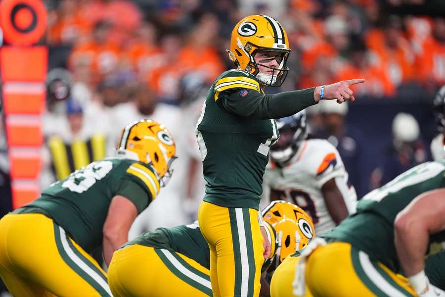 Green Bay Packers QB Kyle McCord during a preseason game Green Bay Packers QB Kyle McCord during a preseason game