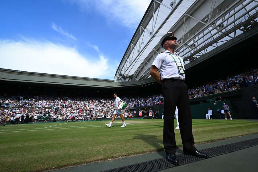 Novak Djokovic arrives at Centre Court ahead of the 2022 final