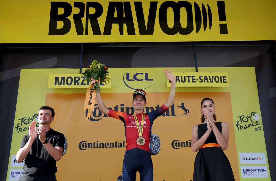 Rodríguez, tras ganar su etapa en el Tour de Francia
